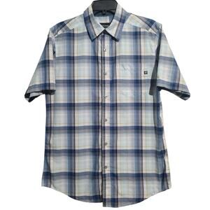 Marmot Blue Plaid Short Sleeve Button Shirt Size S
